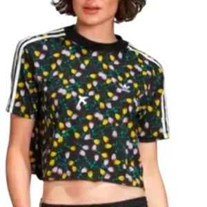 Adidas Womens XL, MULTI-COLORED CROPPED AOP TEE